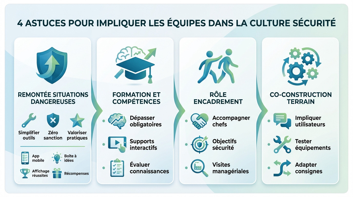 Equipe industrielle collaborant sur un chantier pour renforcer la culture sécurité et maintenir la certification MASE