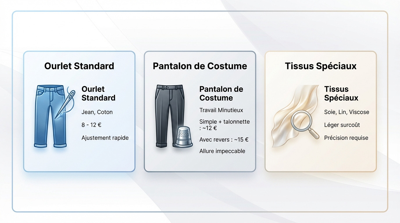 Couturière réalisant un ourlet de pantalon à la machine