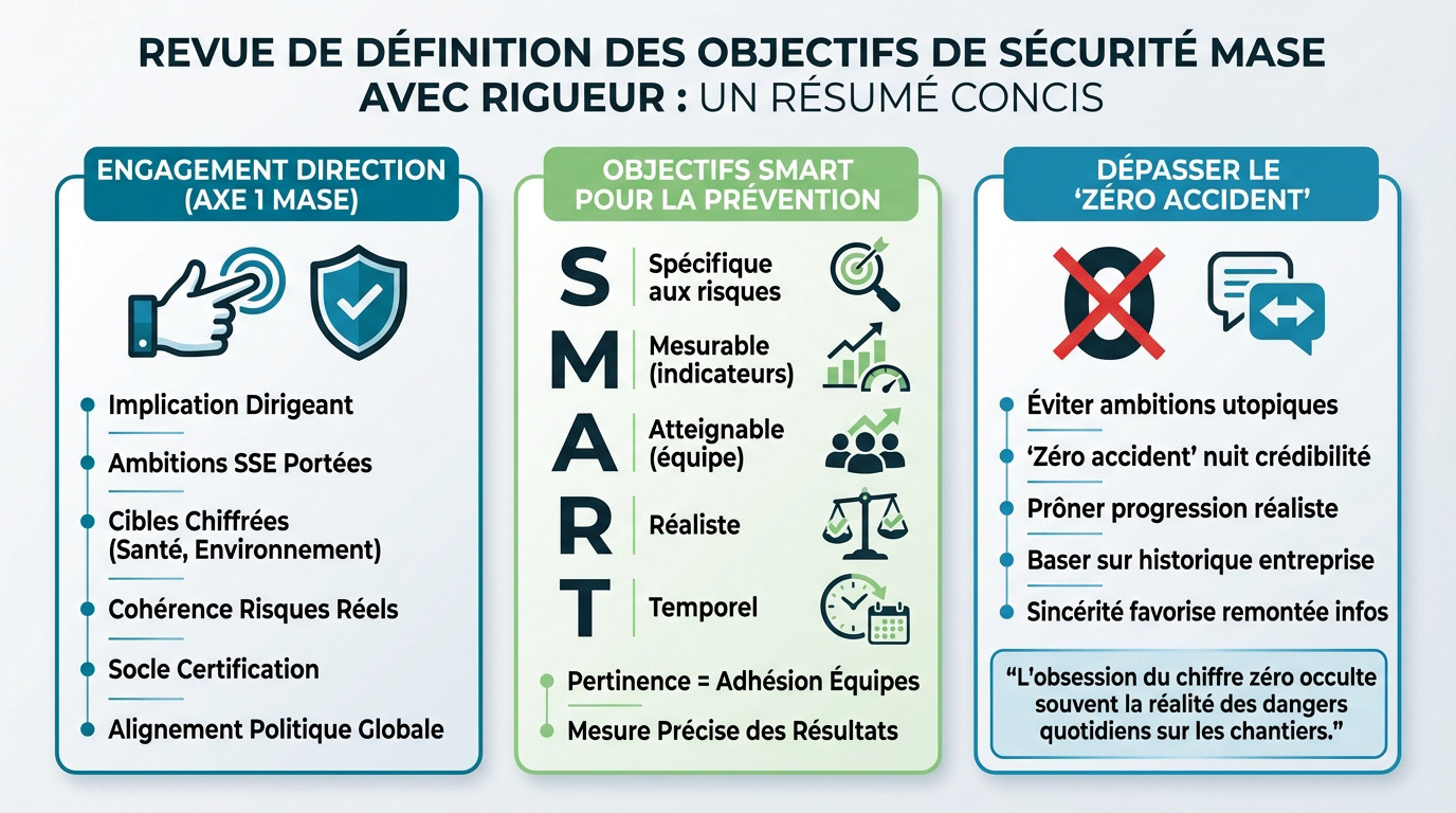 Schéma synthétique définissant les objectifs de sécurité selon le référentiel MASE