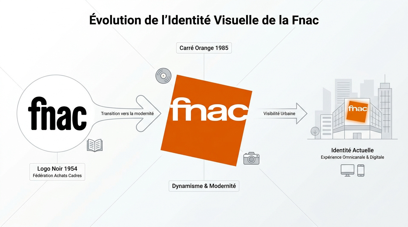 Évolution historique des logos de la Fnac de 1954 à nos jours