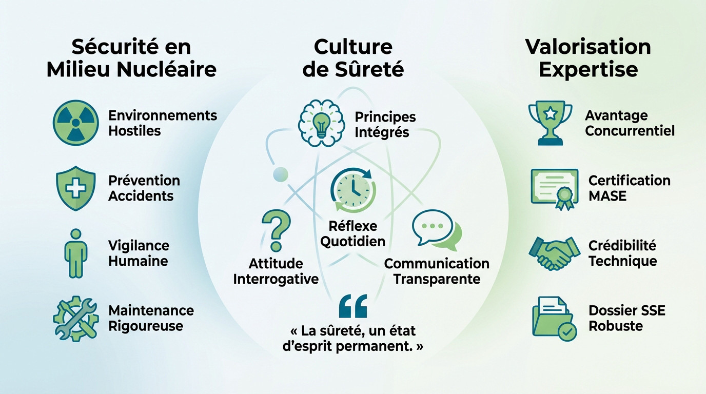 Technicien en zone contrôlée illustrant l'exigence du MASE nucléaire
