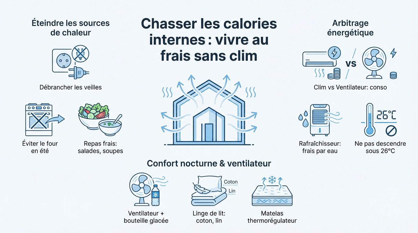 Intérieur de maison frais et aéré en été sans climatisation