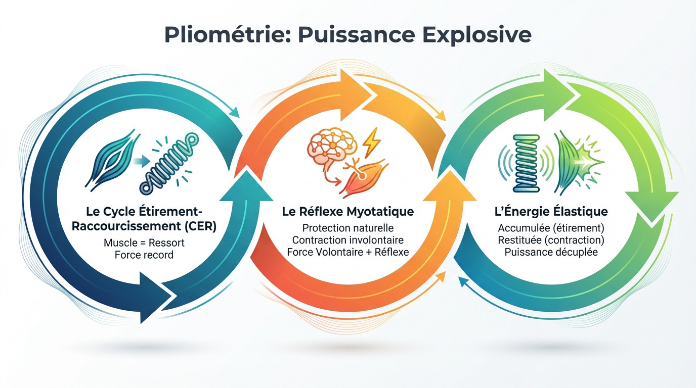 Athlète réalisant un saut sur une box jump illustrant la puissance de la pliométrie