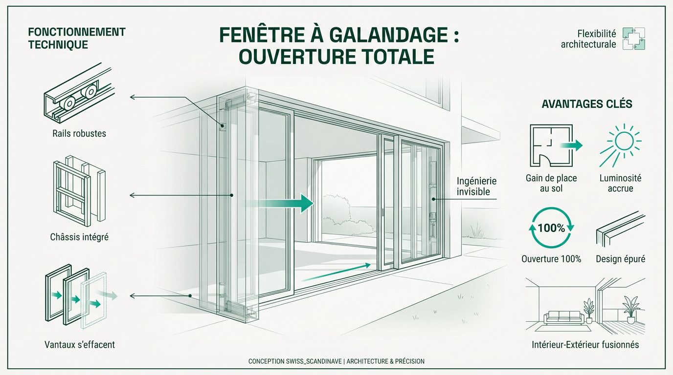 Baie vitrée à galandage offrant une ouverture totale