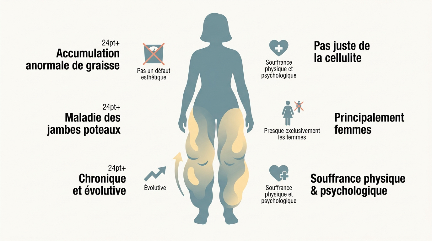 Illustration des symptômes du lipœdème sur les jambes