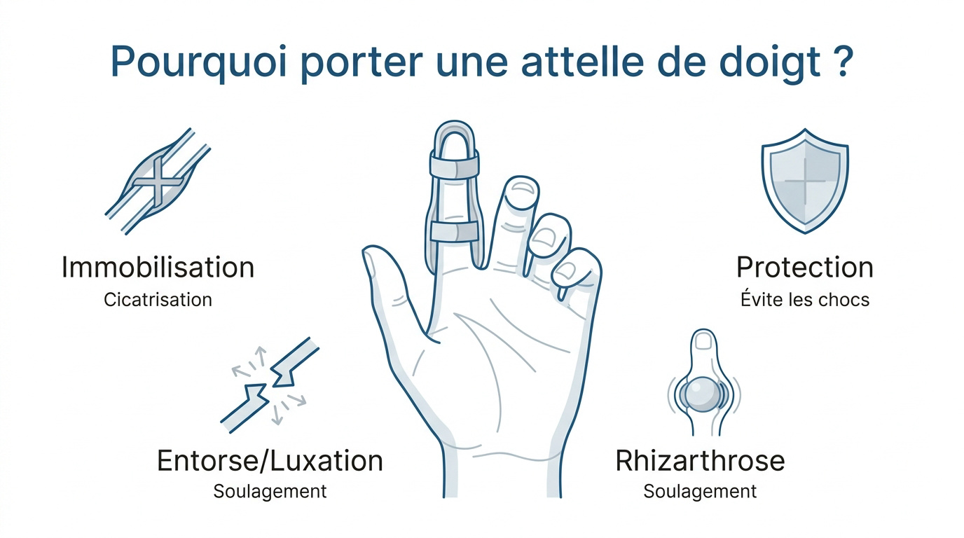 Attelle d'immobilisation pour doigt blessé en mousse et aluminium