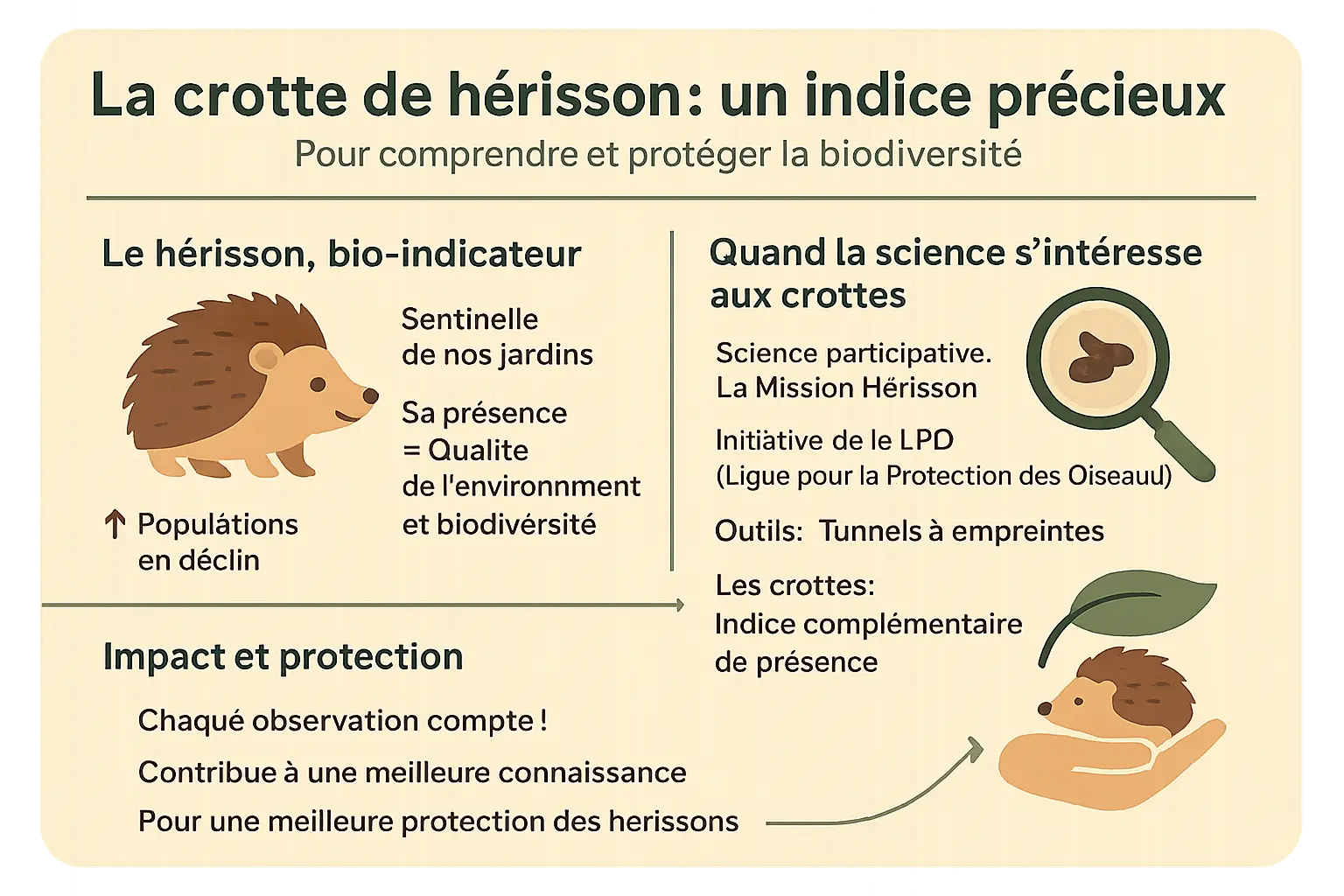Crotte de hérisson sur sol humide
