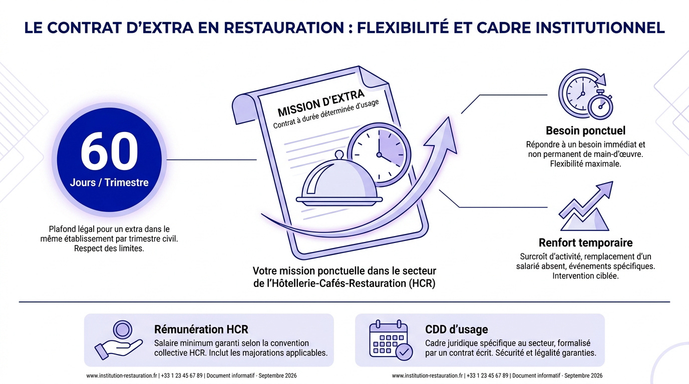 Personnel en restauration travaillant sous contrat d'extra