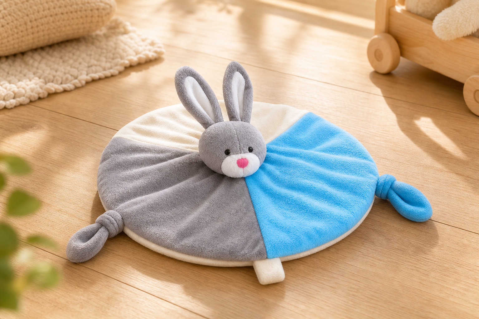 Doudou lapin gris intemporel