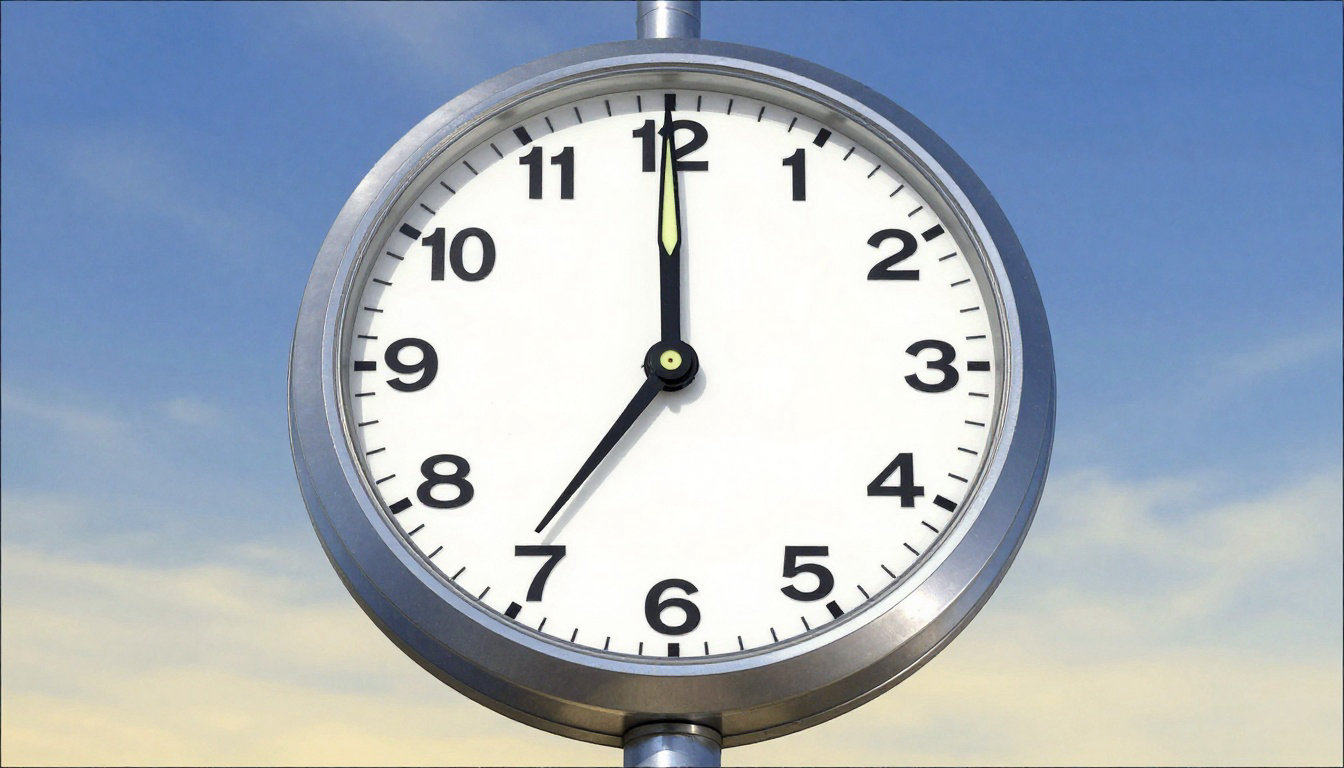 Cadran d'une horloge des marées sur fond bleu ciel