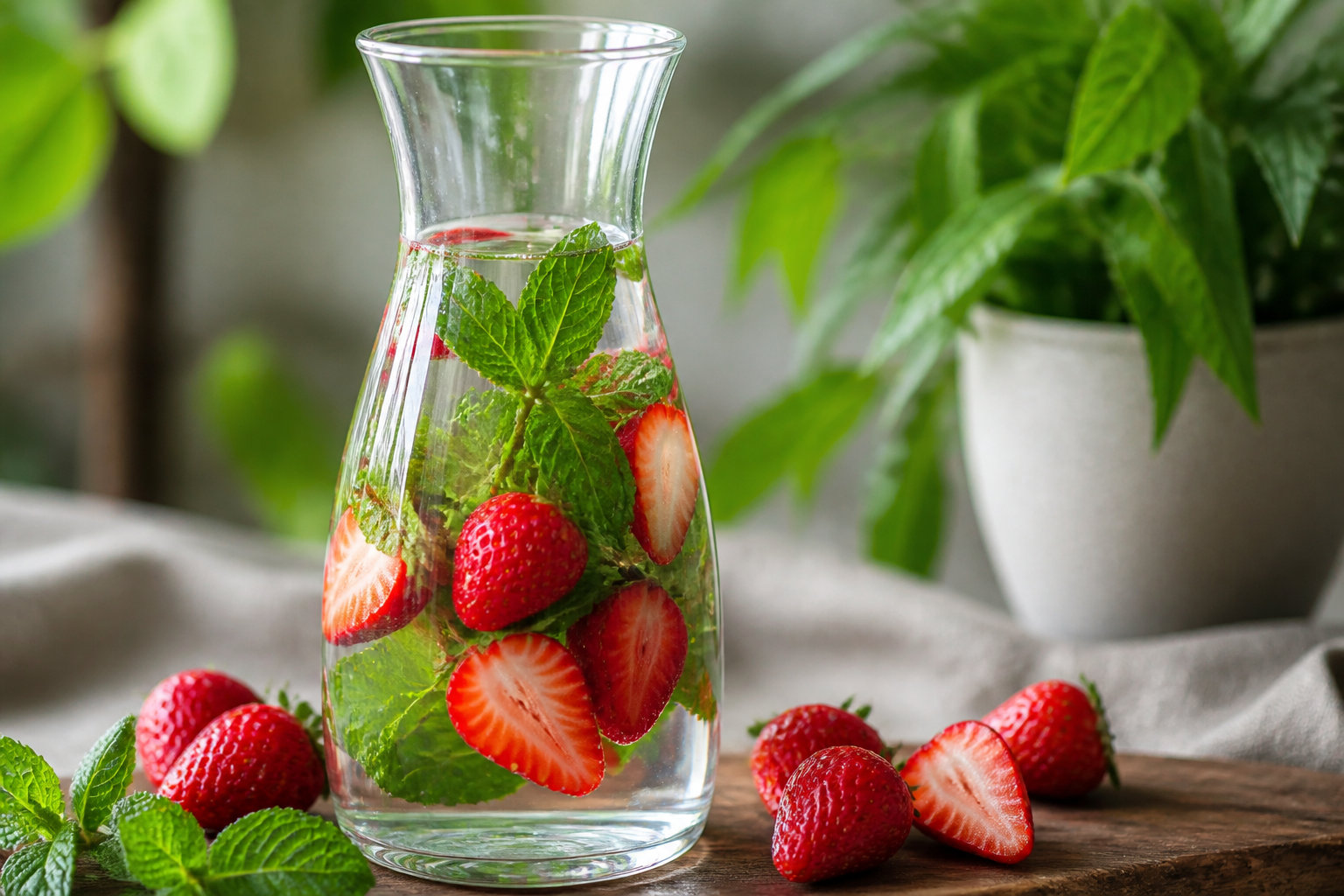 Macération des fraises et de la menthe