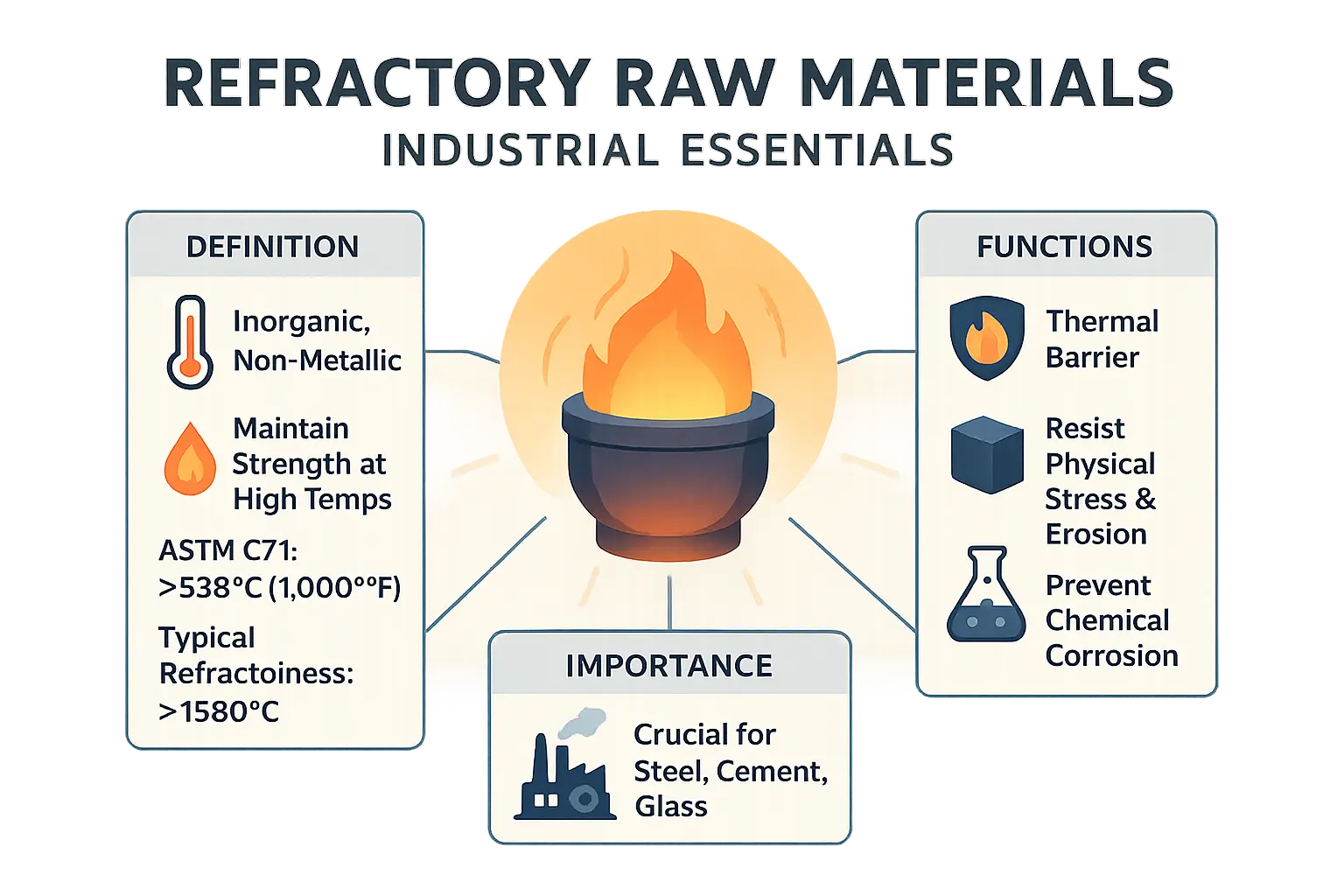 Refractory raw materials in industrial settings