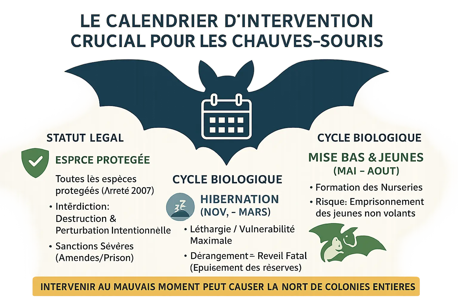 Illustration du cycle de vie des chauves-souris