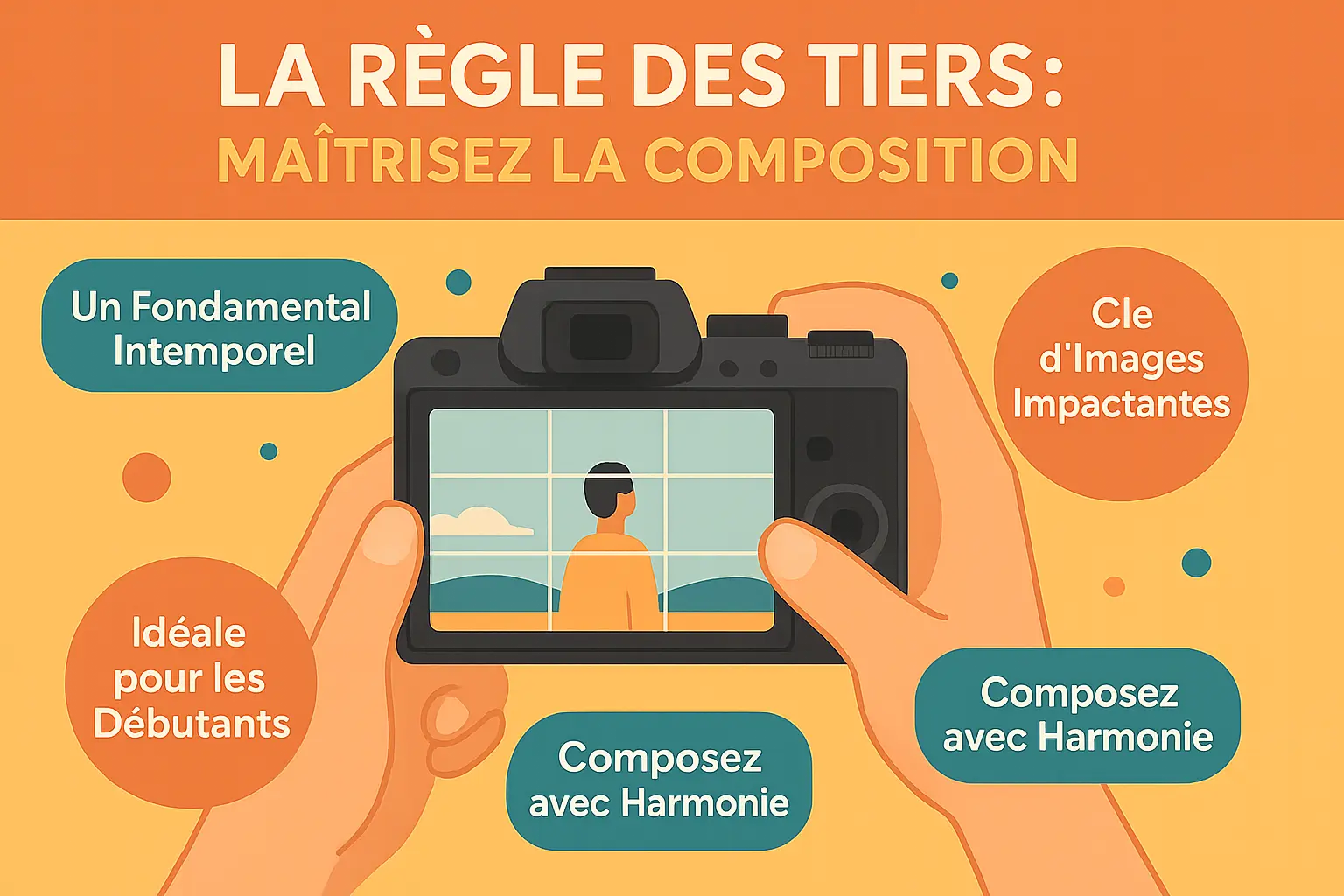 Illustration de la règle des tiers avec grille de composition
