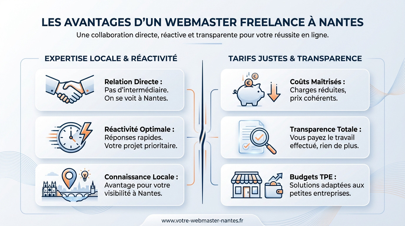 Webmaster freelance à Nantes travaillant sur un site internet avec expertise et réactivité