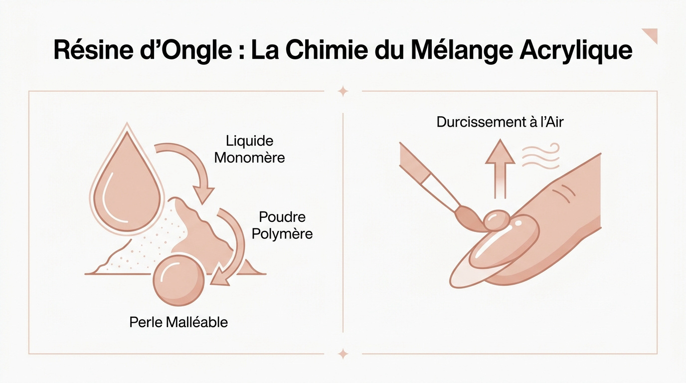 Mélange de poudre polymère et liquide monomère pour résine ongle