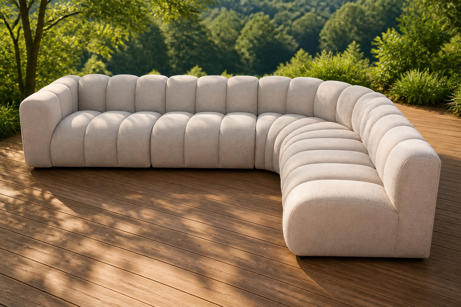 Canapé nuage modulable 5 places DEBBIE : le confort du beige texturé