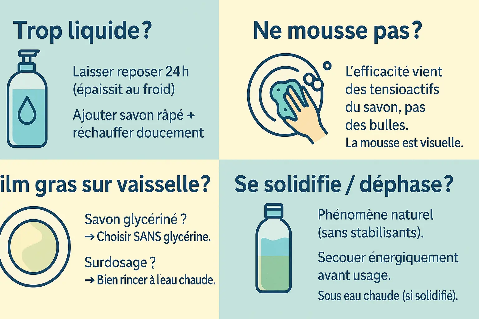 Liquide vaisselle maison dans un flacon avec ingrédients naturels
