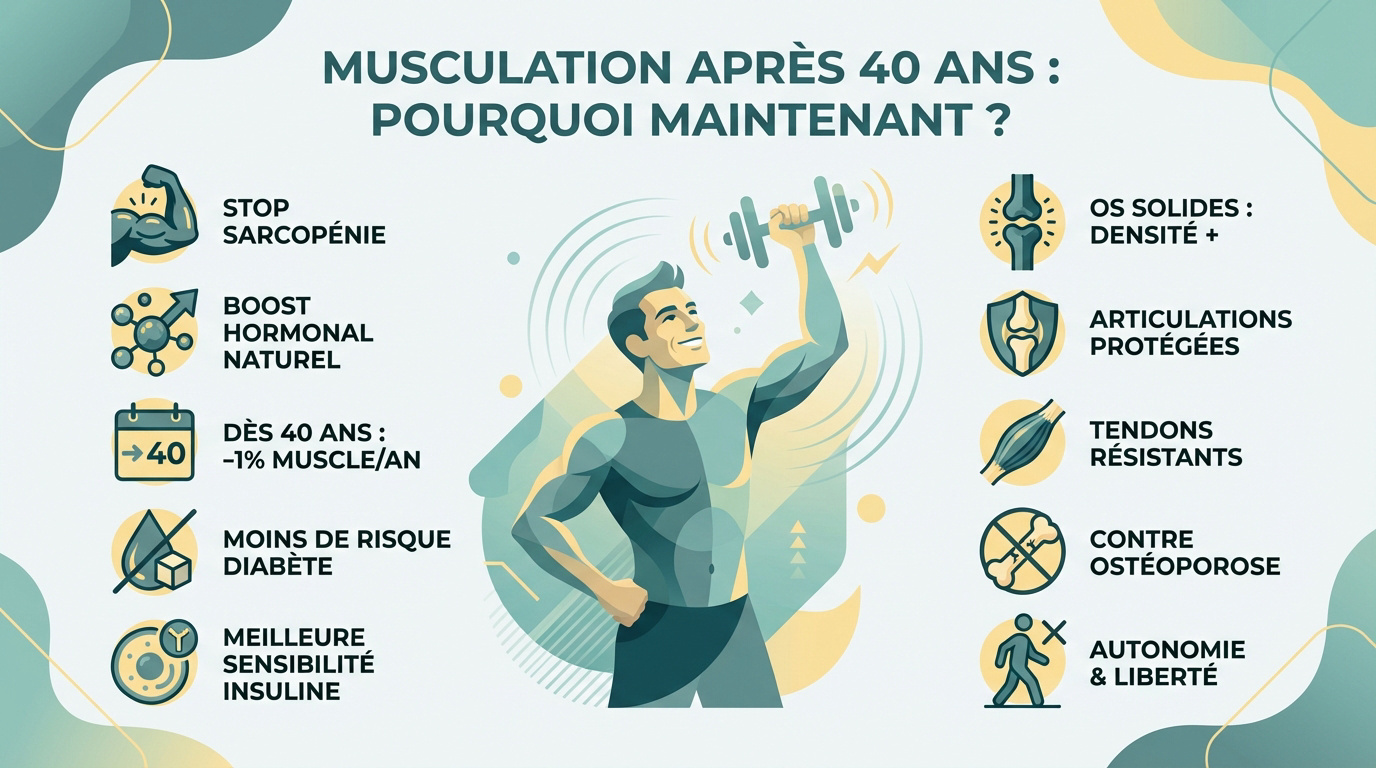 Homme de 40 ans pratiquant des exercices au poids du corps pour freiner la sarcopénie