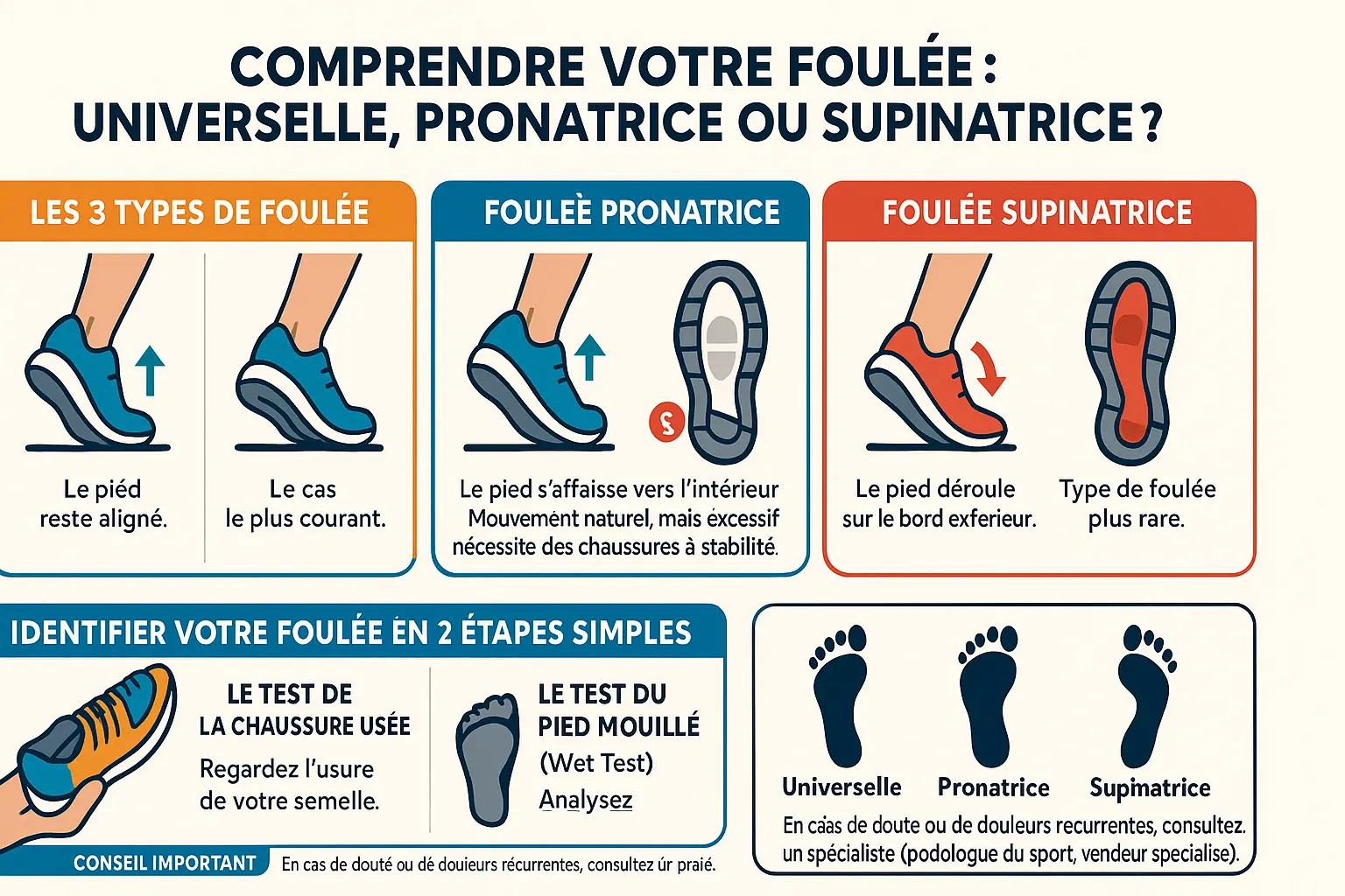 Illustration des types de foulée