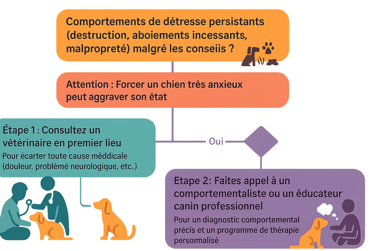 Illustration d'un chien anxieux près d'une porte