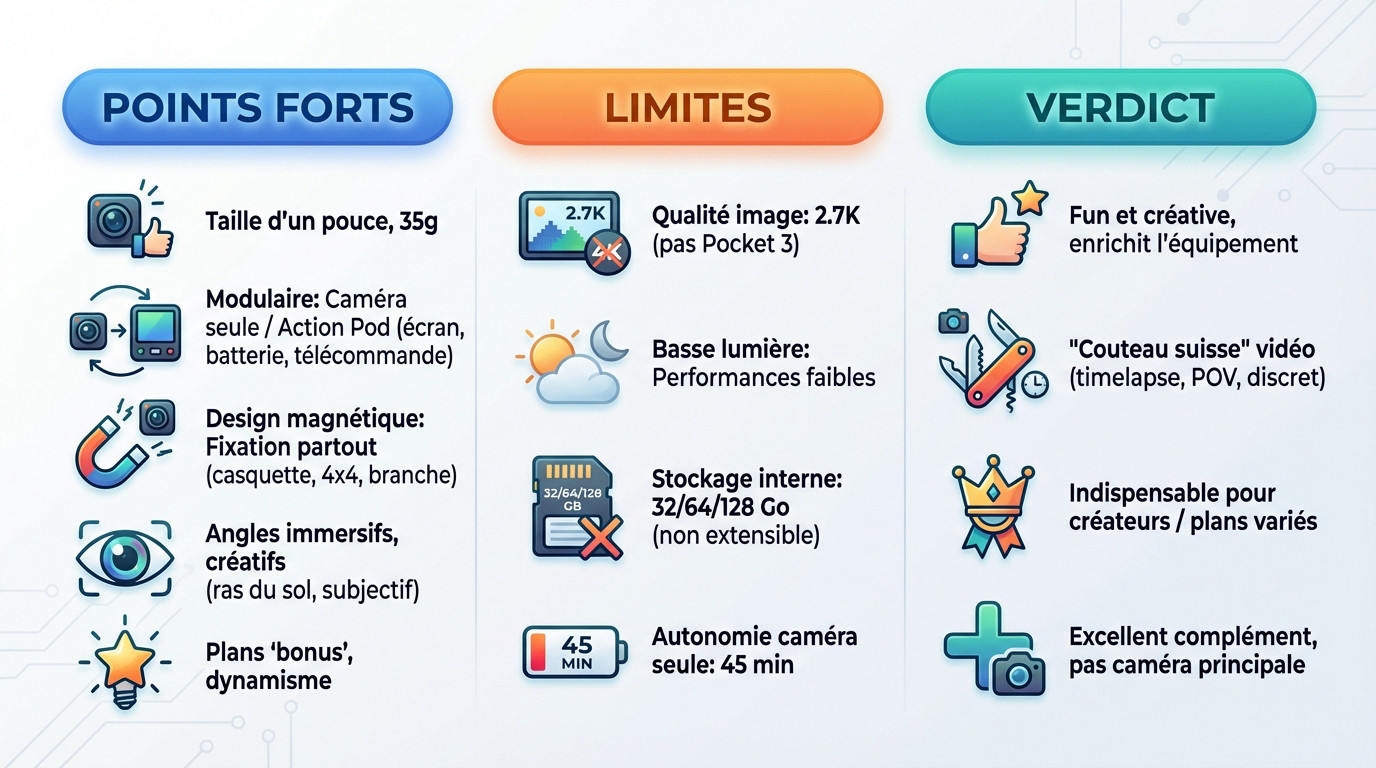 Synthèse des caractéristiques techniques de la caméra miniature Insta360 GO 3 idéale pour le safari