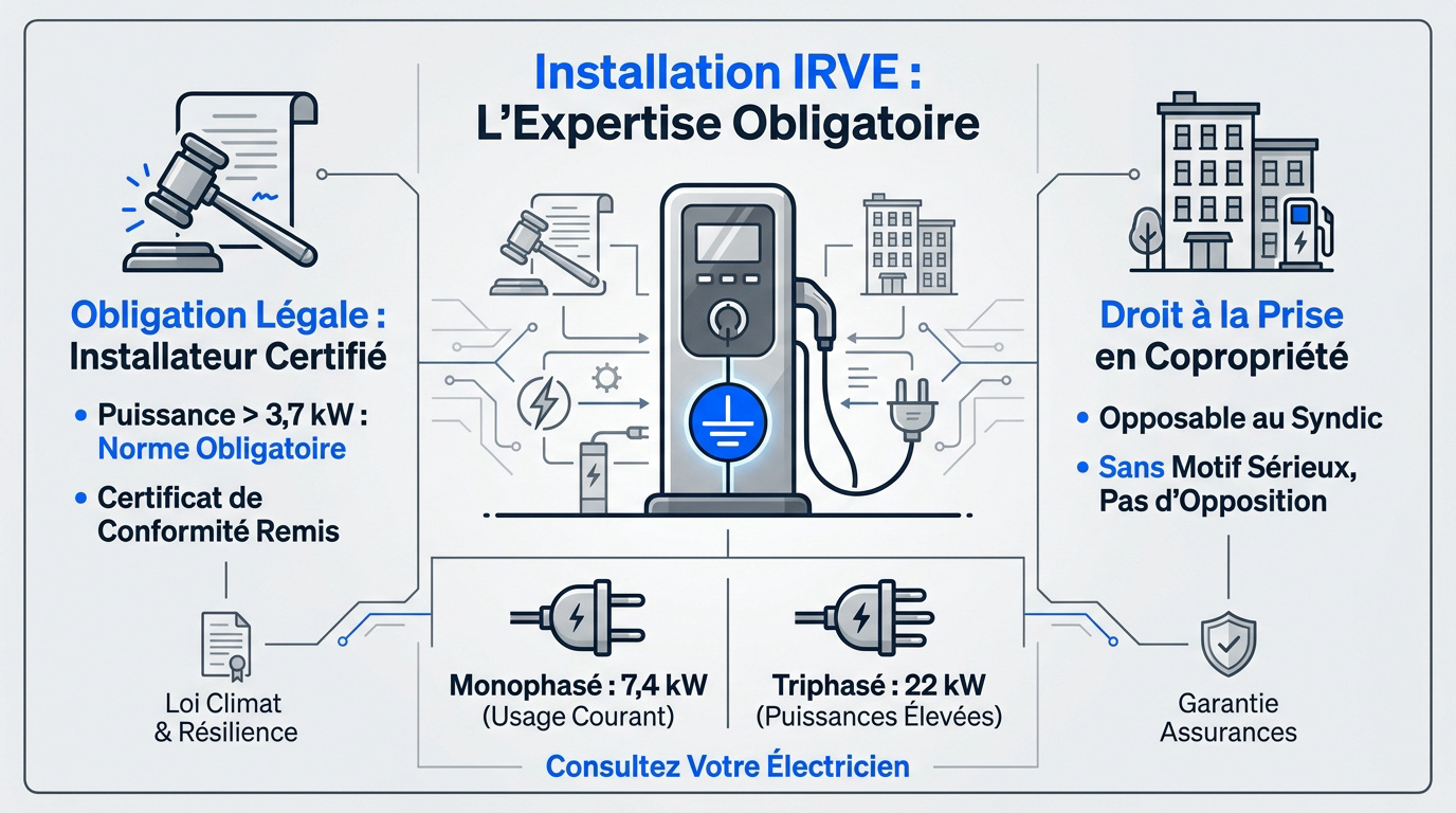 Installation d'une borne de recharge par un électricien certifié IRVE