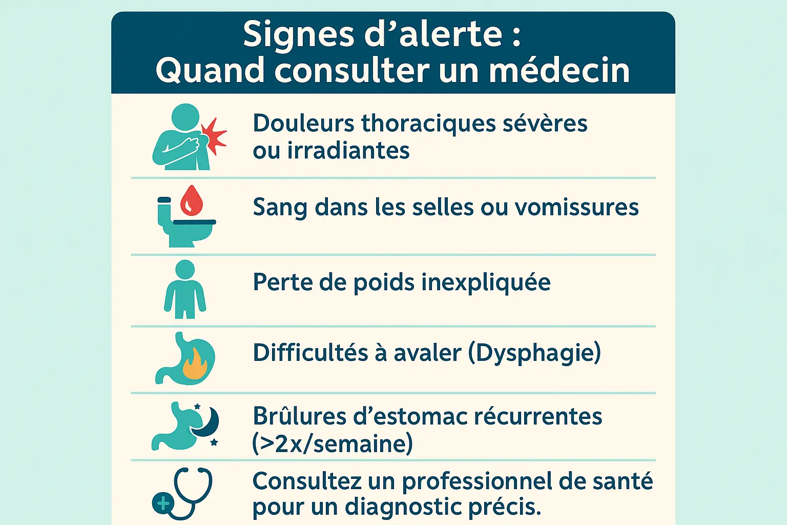 Symptômes nécessitant une consultation médicale