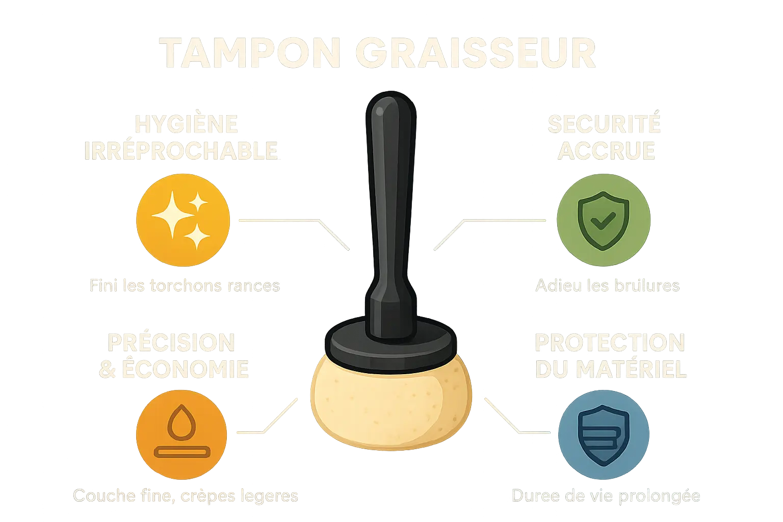 Tampon graisseur pour crêpière en action