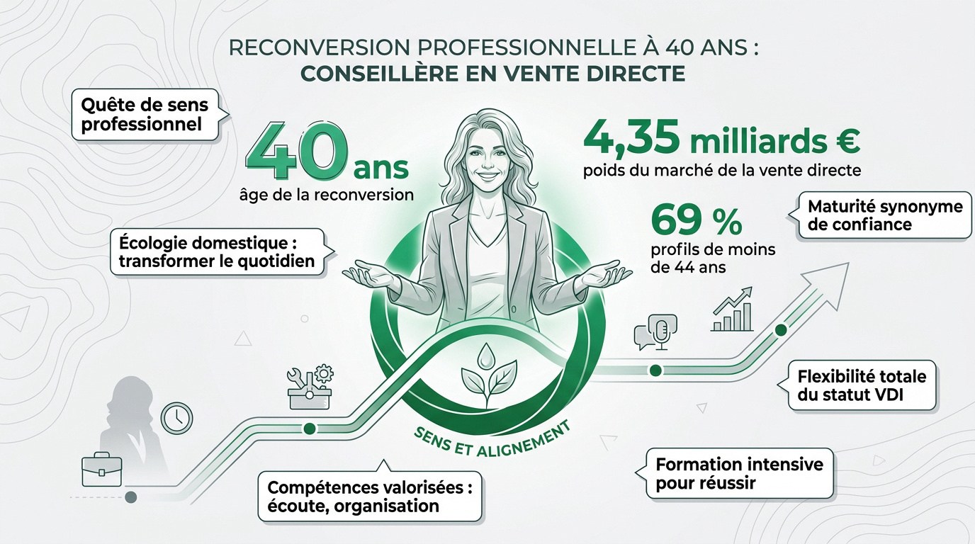 Femme de 40 ans en reconversion souriante
