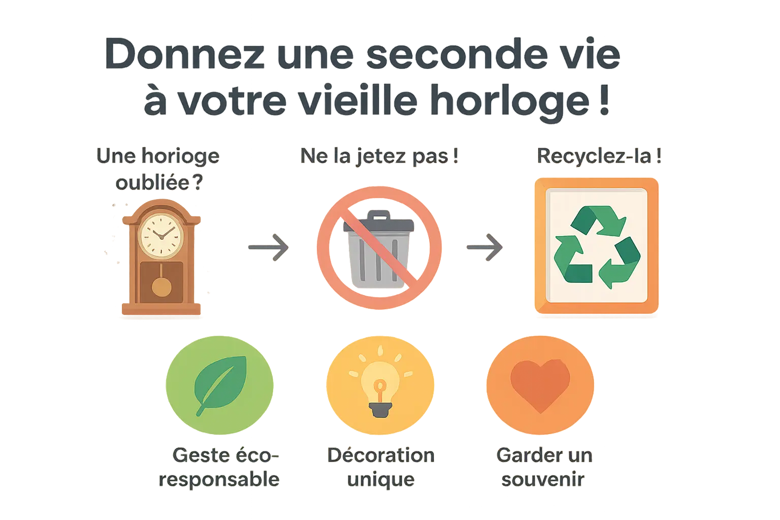 Exemples de vieilles horloges transformées en objets décoratifs