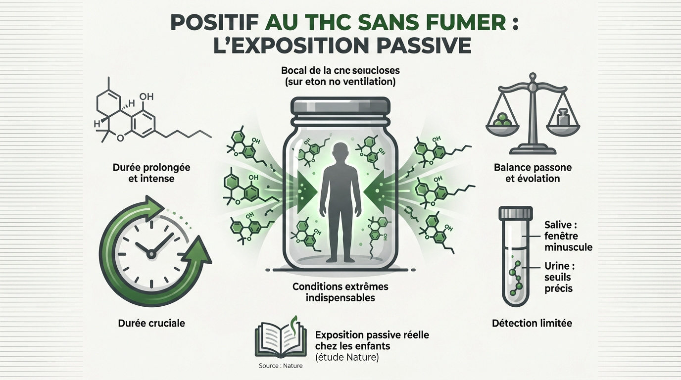 Représentation d'une fumée de cannabis dans un espace clos illustrant l'exposition passive