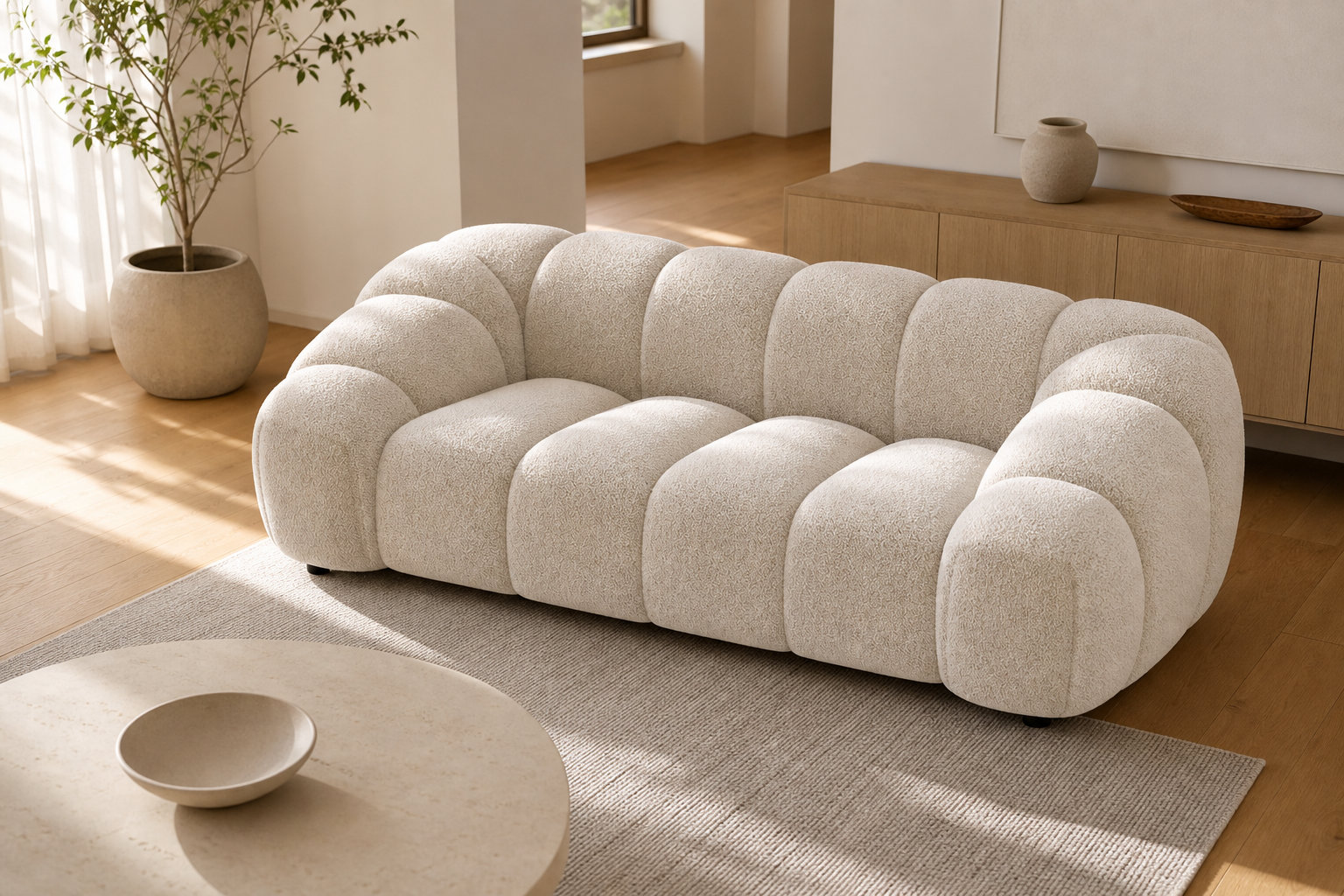 L'AVA beige arrondi : le design organique pour votre foyer