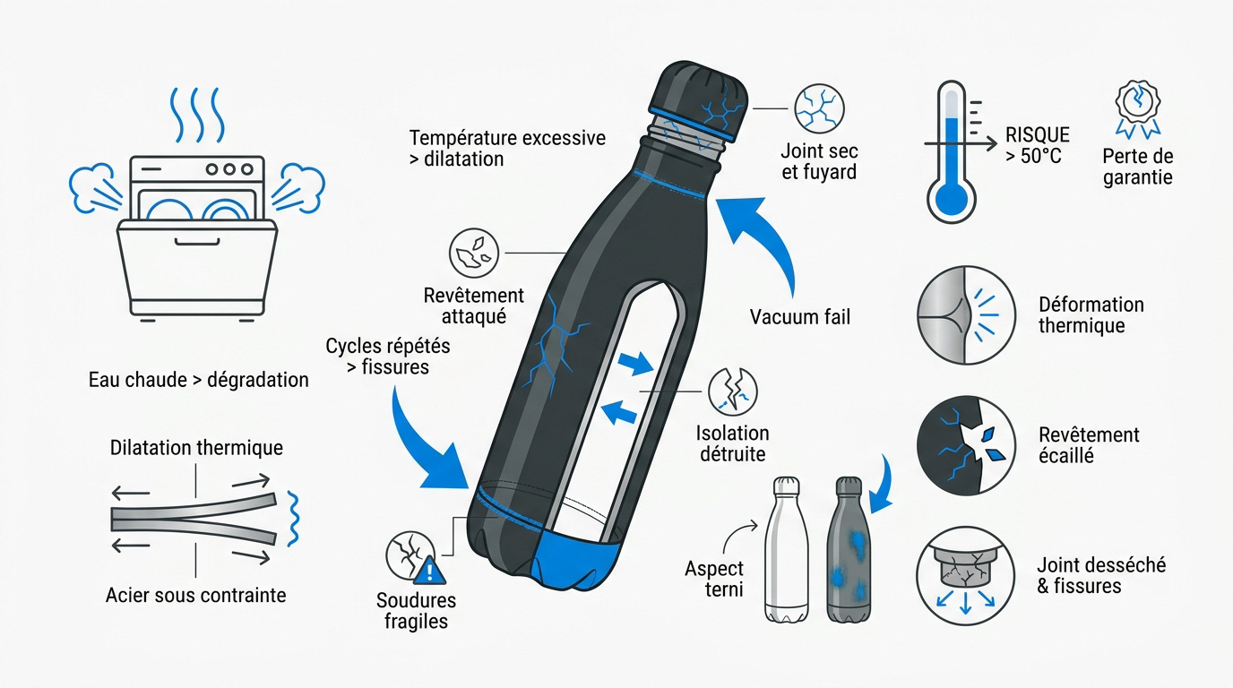 Dégâts lave-vaisselle gourde inox