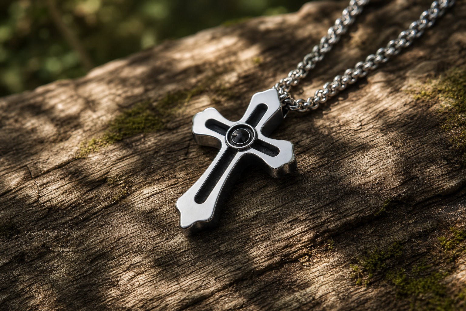 Pendentif homme croix percée : la pudeur d'une présence lumineuse