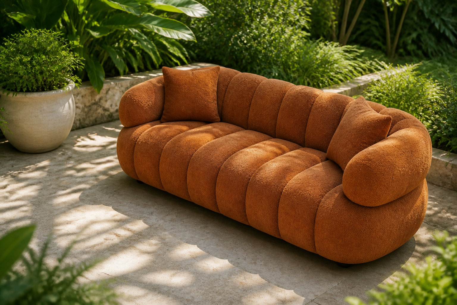 Canapé nuage arrondi 3 places terracotta - COLIANI