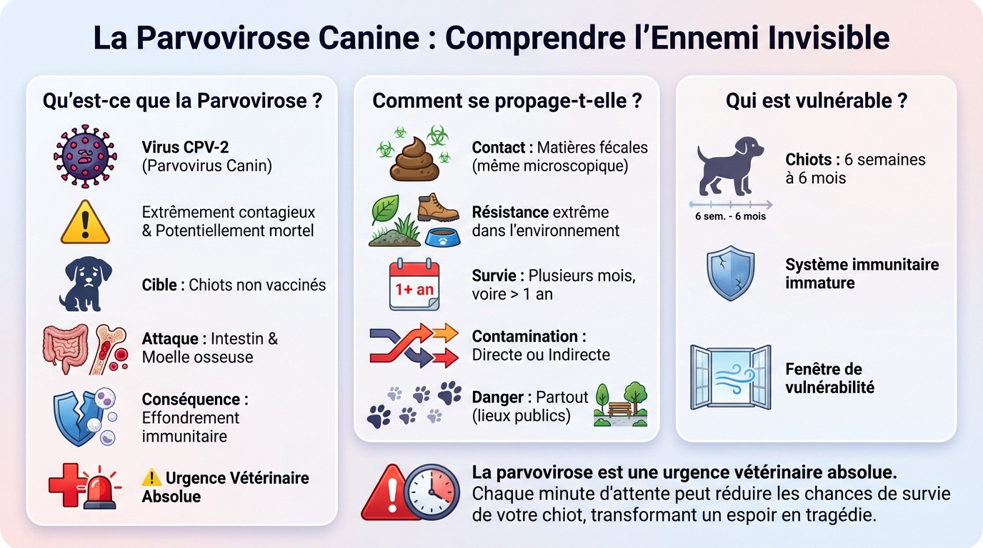 Chiot malade atteint de parvovirose canine, une urgence vétérinaire