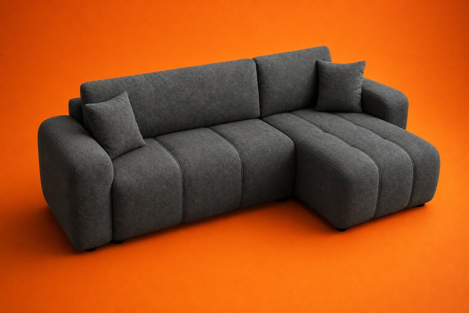 Canapé nuage d'angle convertible NICOLE en tissu gris