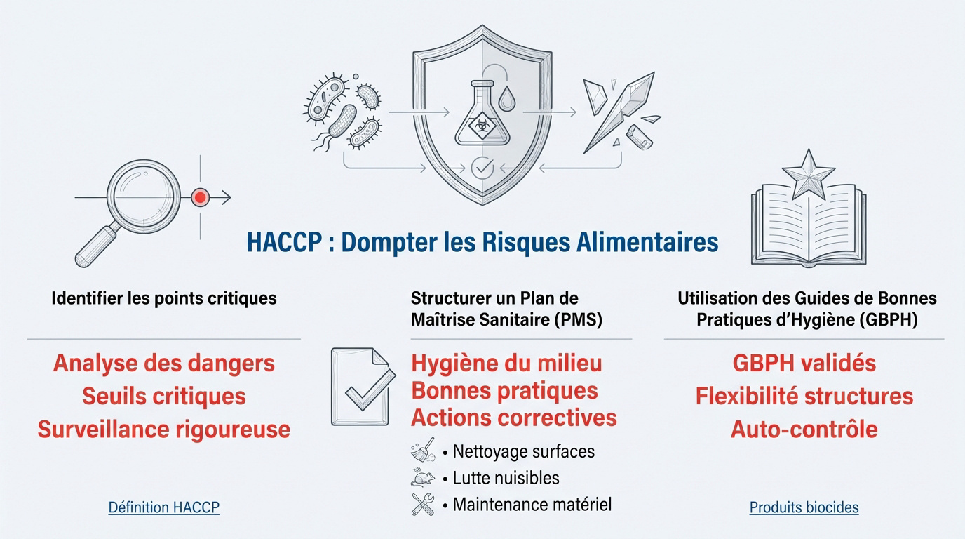 Infographie expliquant les principes de la méthode HACCP pour la sécurité alimentaire
