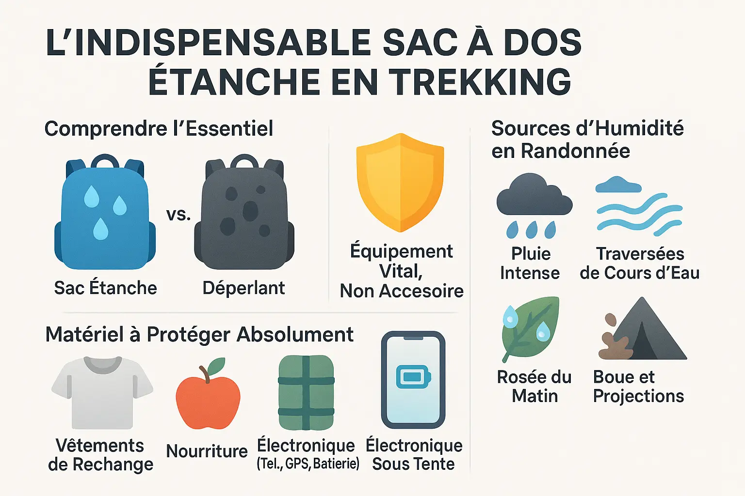 Sac à dos étanche sur un sentier en montagne