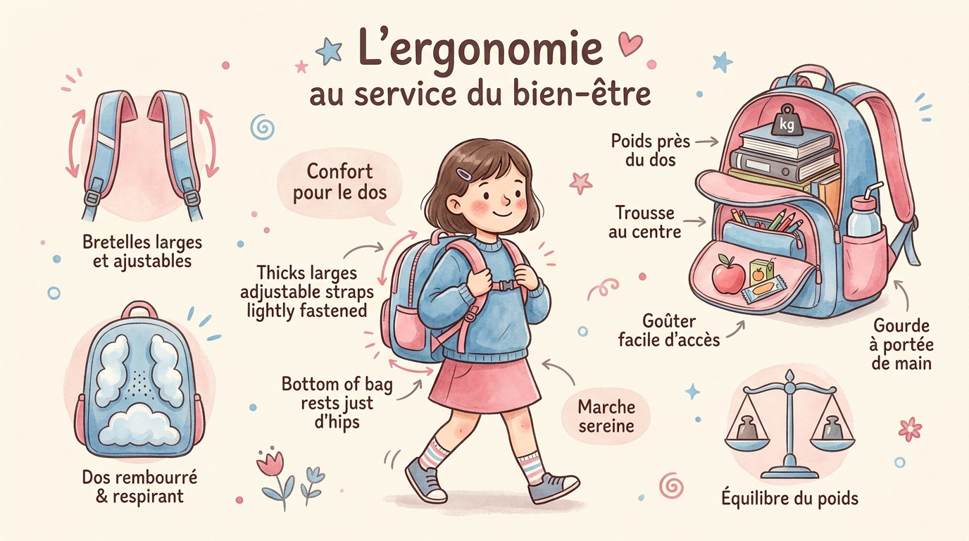 Cartable fille CP : les modèles préférés des petites Cartable ergonomique pour fille en CP avec bretelles rembourrées