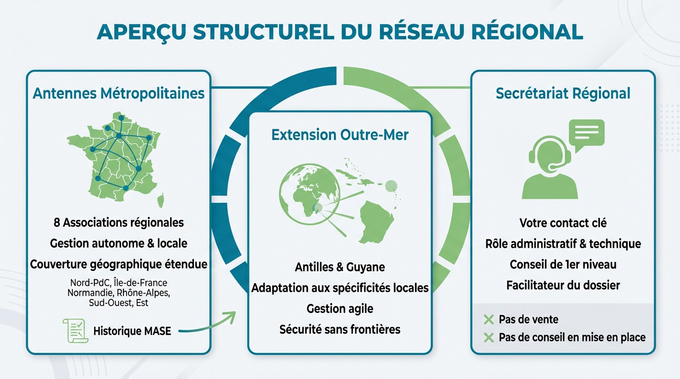 Aperçu structurel du réseau régional des associations MASE