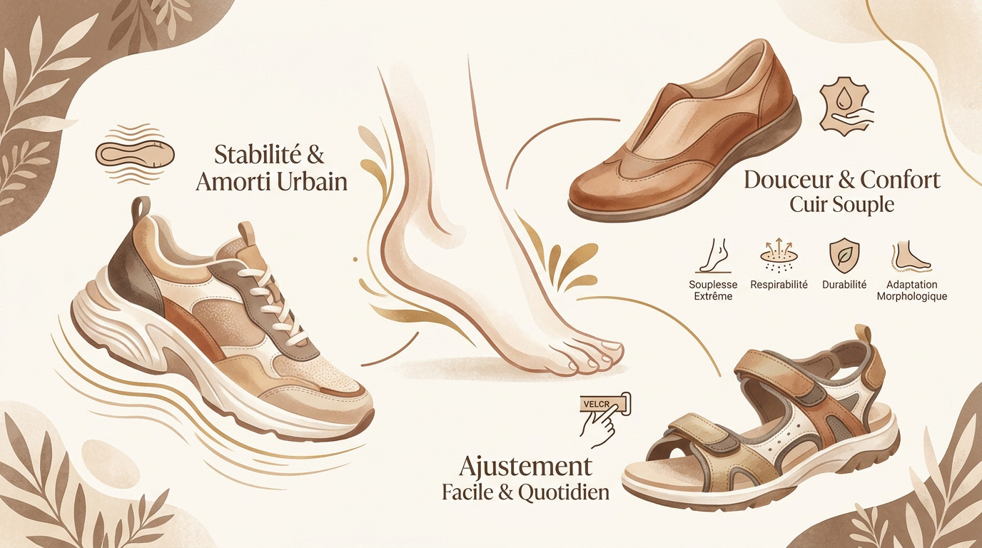 Quelle marque de chaussures pour hallux valgus ? Baskets orthopédiques modernes pour femme offrant confort et maintien du pied