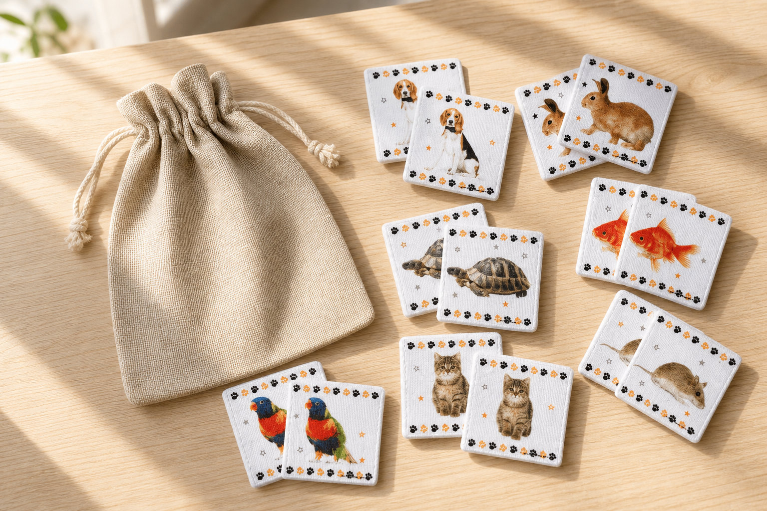 Jeu Memory Enfant en Tissu Animaux Domestiques : la douceur du foyer