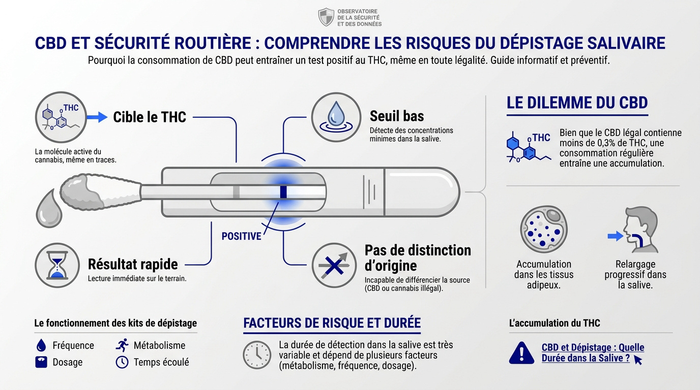 Contrôle routier et test salivaire pour dépistage du THC et CBD