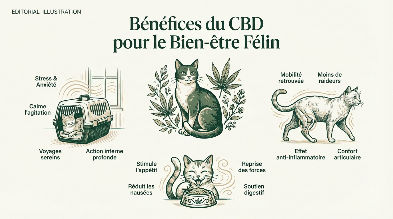 Chat domestique apaisé par l'usage du cannabidiol
