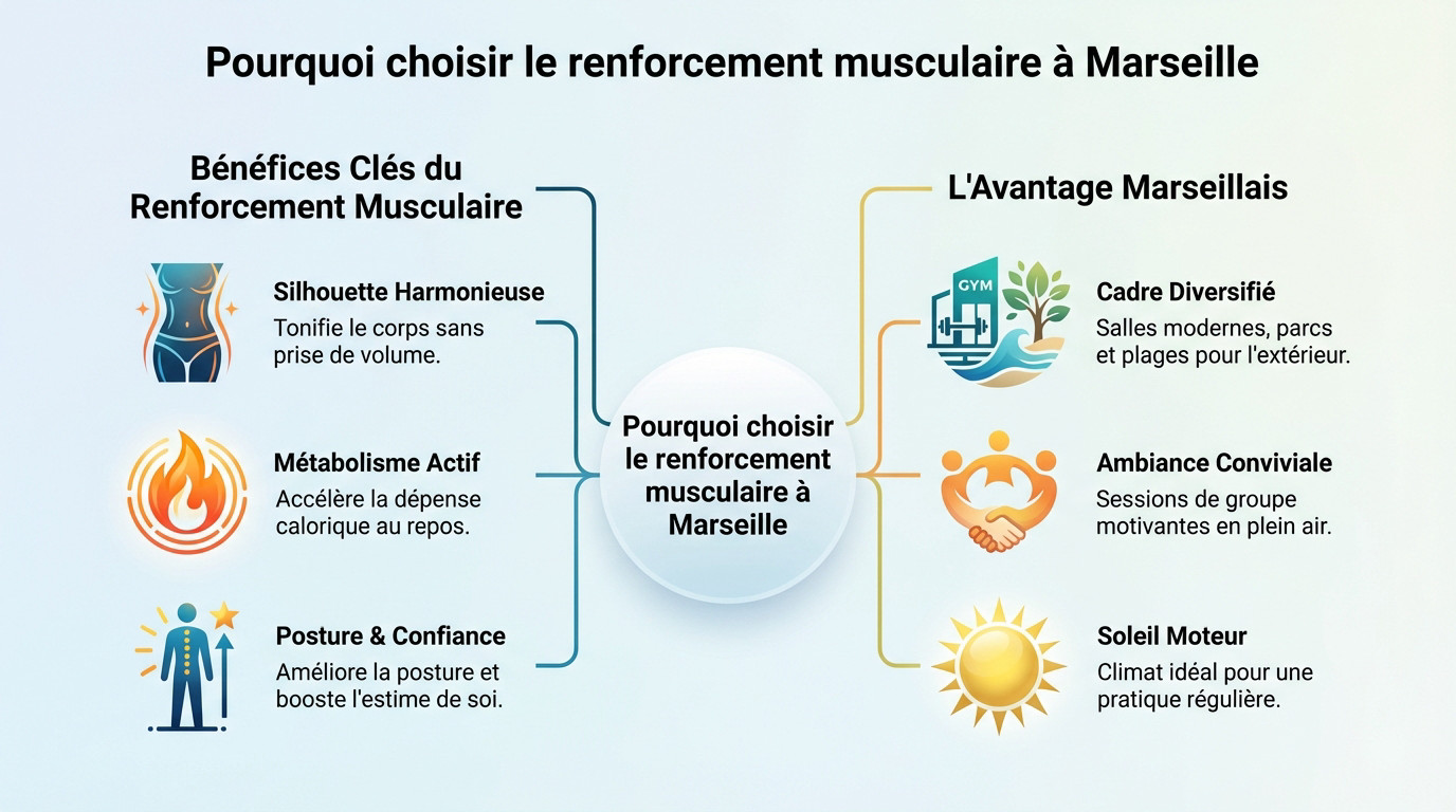 Femme pratiquant le renforcement musculaire face à la mer à Marseille