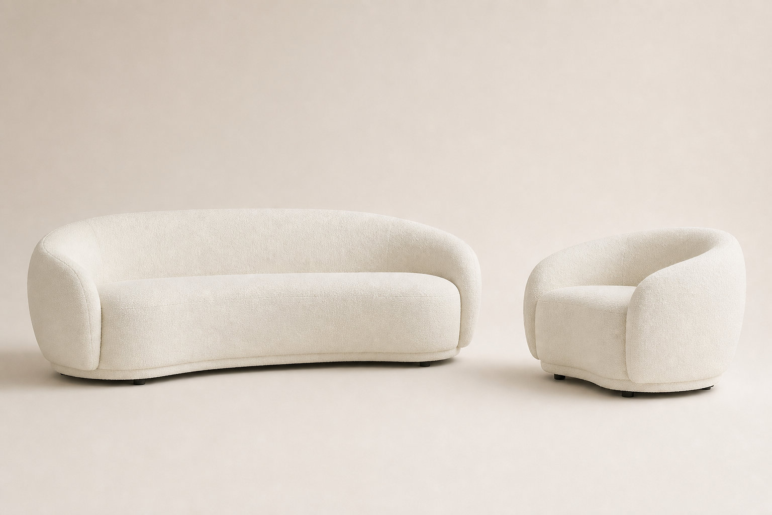 Ensemble BOVANA : le duo harmonieux canapé et fauteuil ivoire