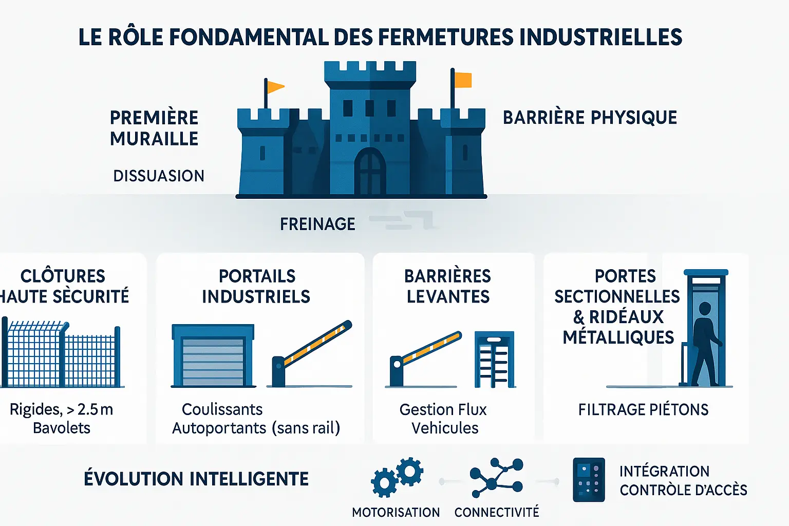 Exemple de portail industriel haute sécurité avec système d'accès intégré