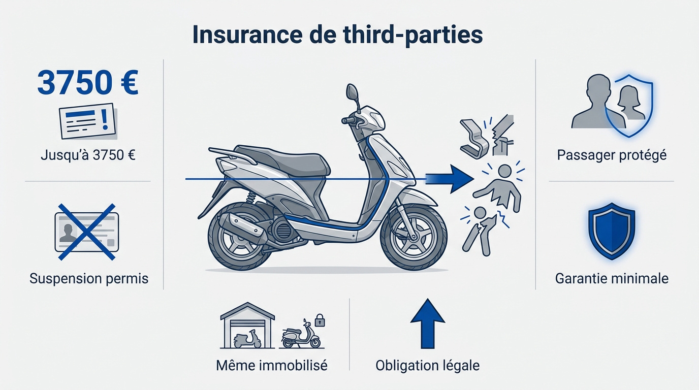 Contrôle de police et documents d'assurance pour scooter 50cc